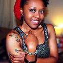 natural hair with knit hat