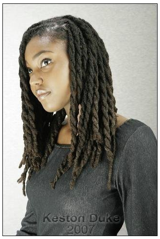 Here is an example of twist dreadlocks hairstyle This style is achieved by