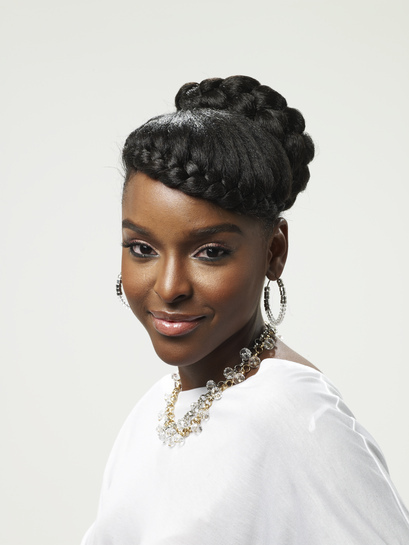 natural updo hairstyles for black women. french braid natural updo