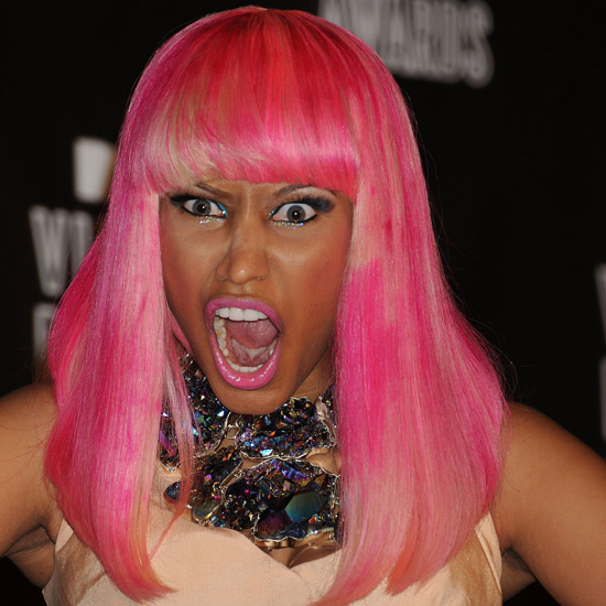 You have to love the Nicki Minaj Pink Wig and lipstick that she is 