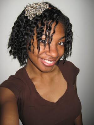  Mae also known as Natural Chica with twist out on short relaxed hair.