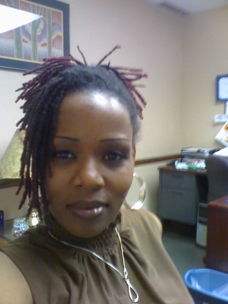 Tanya D. shows off her colored tip dreads hairstyle in the Thirsty Roots 