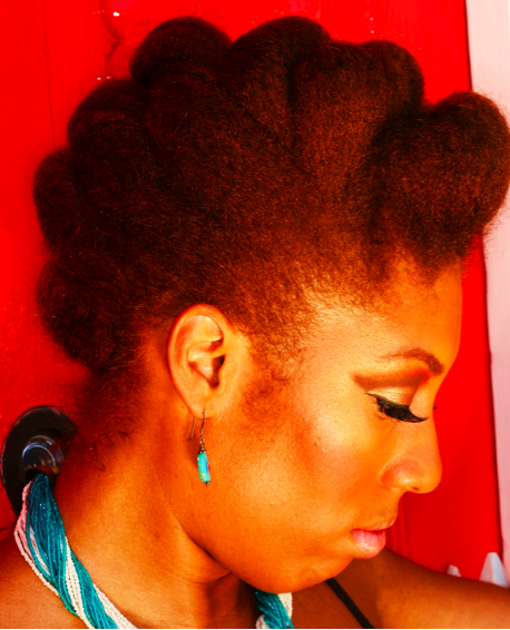 frohawk hairstyle. roll and tuck fro hawk side