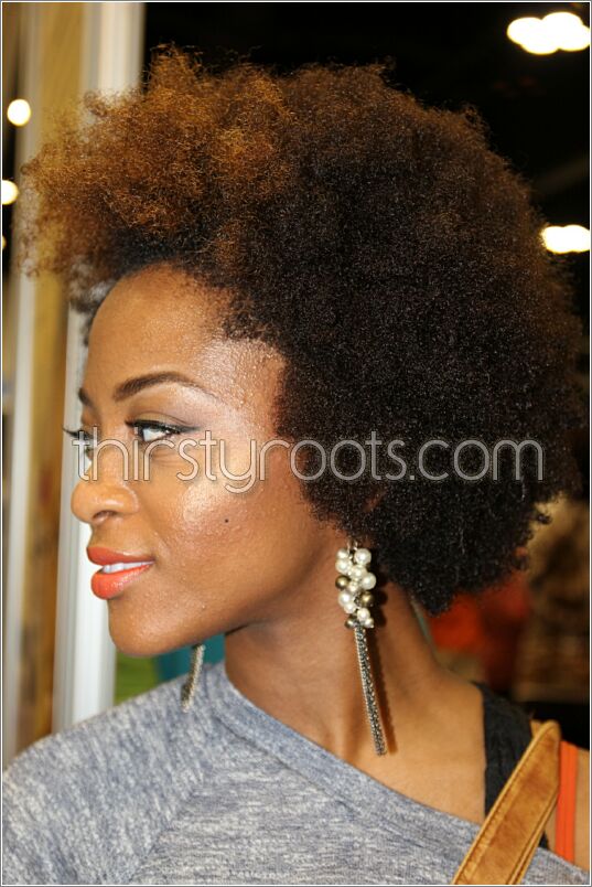afro style hair with highlights