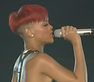 Rihanna punk red buzz shaved haircut - thirstyroots.com 