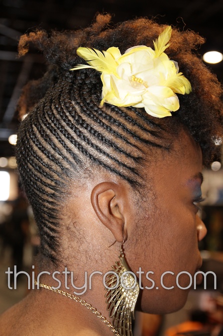 Picture of Black Braided Hairstyle with Flower