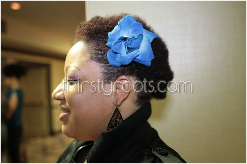 natural hair with flowers pinned up afro Black