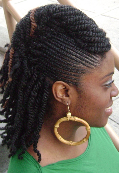 Twists braids with roll hairstyle - side - thirstyroots 
