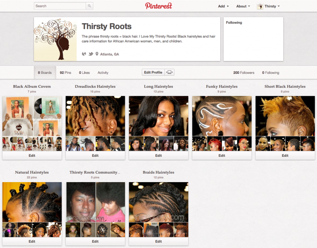 Pinterest, Thirsty Roots