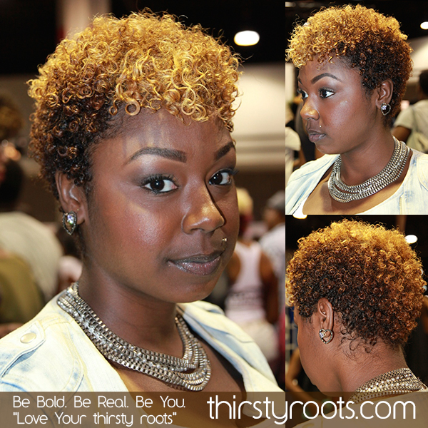 Black Woman Curly Hair with Blonde Color