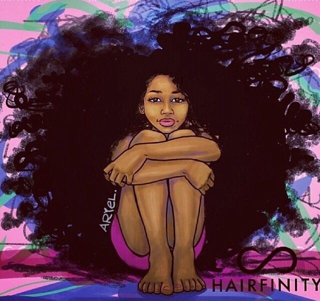 Girl afro cartoon with black hair Black women