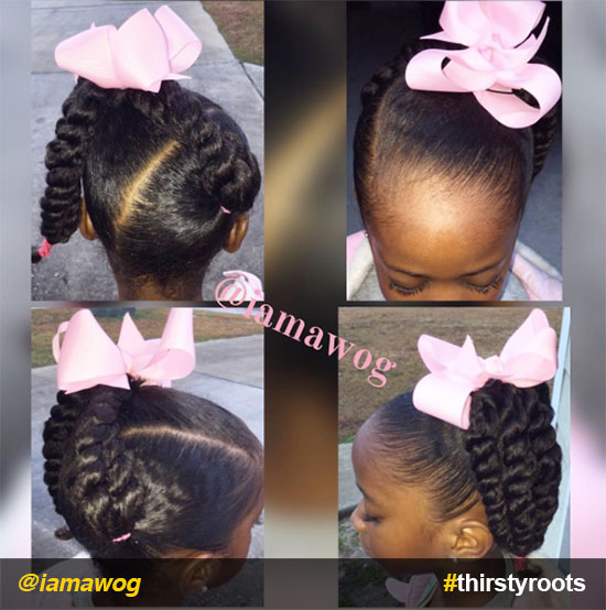side-ponytail-with-twists-and-bow-natural-hairstyle-for-little-girls